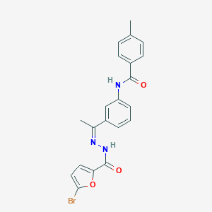 molecular formula C21H18BrN3O3 B450878 N-{3-[N-(5-bromo-2-furoyl)ethanehydrazonoyl]phenyl}-4-methylbenzamide 