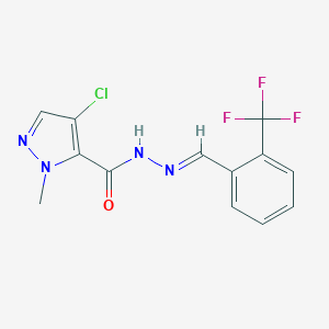 molecular formula C13H10ClF3N4O B450883 4-chloro-1-methyl-N'-[2-(trifluoromethyl)benzylidene]-1H-pyrazole-5-carbohydrazide 