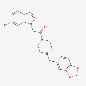 molecular formula C22H22FN3O3 B4508880 1-{2-[4-(1,3-benzodioxol-5-ylmethyl)-1-piperazinyl]-2-oxoethyl}-6-fluoro-1H-indole 