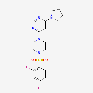 molecular formula C18H21F2N5O2S B4508952 4-{4-[(2,4-difluorophenyl)sulfonyl]-1-piperazinyl}-6-(1-pyrrolidinyl)pyrimidine 