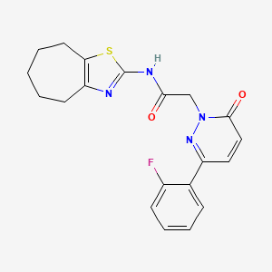 molecular formula C20H19FN4O2S B4508974 2-[3-(2-fluorophenyl)-6-oxo-1(6H)-pyridazinyl]-N-(5,6,7,8-tetrahydro-4H-cyclohepta[d][1,3]thiazol-2-yl)acetamide 