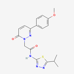 molecular formula C18H19N5O3S B4509001 2-[3-(4-methoxyphenyl)-6-oxopyridazin-1(6H)-yl]-N-[(2E)-5-(propan-2-yl)-1,3,4-thiadiazol-2(3H)-ylidene]acetamide 