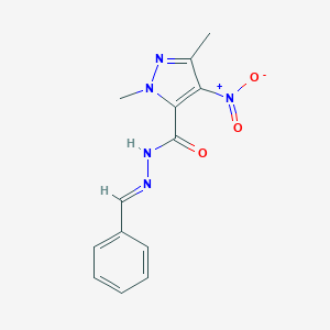 molecular formula C13H13N5O3 B450902 N'-benzylidene-4-nitro-1,3-dimethyl-1H-pyrazole-5-carbohydrazide 
