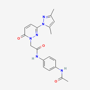 molecular formula C19H20N6O3 B4509021 N-[4-(acetylamino)phenyl]-2-[3-(3,5-dimethyl-1H-pyrazol-1-yl)-6-oxo-1(6H)-pyridazinyl]acetamide 