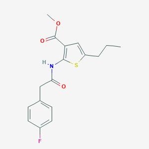 molecular formula C17H18FNO3S B450908 Methyl 2-{[(4-fluorophenyl)acetyl]amino}-5-propyl-3-thiophenecarboxylate 