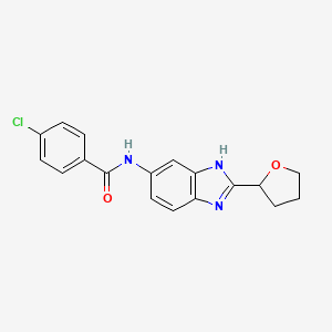 molecular formula C18H16ClN3O2 B4509211 4-chloro-N-[2-(tetrahydro-2-furanyl)-1H-benzimidazol-6-yl]benzamide 