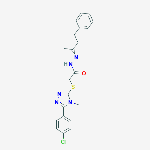molecular formula C21H22ClN5OS B450923 2-{[5-(4-chlorophenyl)-4-methyl-4H-1,2,4-triazol-3-yl]sulfanyl}-N'-(1-methyl-3-phenylpropylidene)acetohydrazide 