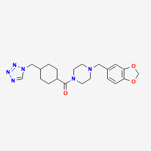 1-(1,3-benzodioxol-5-ylmethyl)-4-{[4-(1H-tetrazol-1-ylmethyl)cyclohexyl]carbonyl}piperazine