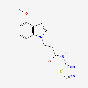 molecular formula C14H14N4O2S B4509286 3-(4-methoxy-1H-indol-1-yl)-N-1,3,4-thiadiazol-2-ylpropanamide 