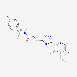 molecular formula C22H26N4O3 B4509399 3-[3-(1-ethyl-6-methyl-2-oxo-1,2-dihydro-3-pyridinyl)-1,2,4-oxadiazol-5-yl]-N-[1-(4-methylphenyl)ethyl]propanamide 