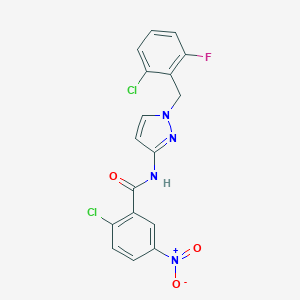molecular formula C17H11Cl2FN4O3 B450940 2-chloro-N-[1-(2-chloro-6-fluorobenzyl)-1H-pyrazol-3-yl]-5-nitrobenzamide 