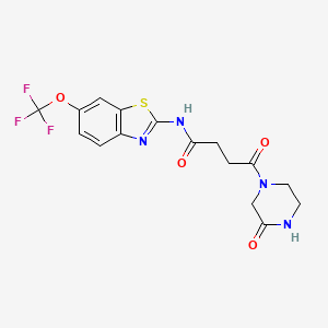 4-oxo-4-(3-oxo-1-piperazinyl)-N-[6-(trifluoromethoxy)-1,3-benzothiazol-2-yl]butanamide