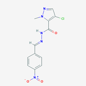 molecular formula C12H10ClN5O3 B450946 4-chloro-N'-{4-nitrobenzylidene}-1-methyl-1H-pyrazole-5-carbohydrazide 