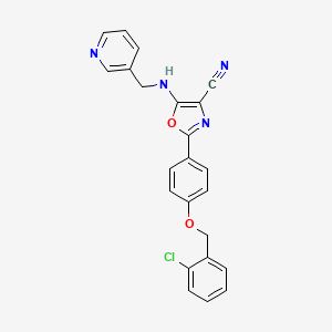 molecular formula C23H17ClN4O2 B4509504 2-{4-[(2-chlorobenzyl)oxy]phenyl}-5-[(3-pyridinylmethyl)amino]-1,3-oxazole-4-carbonitrile 