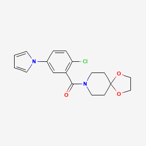 molecular formula C18H19ClN2O3 B4509511 8-[2-chloro-5-(1H-pyrrol-1-yl)benzoyl]-1,4-dioxa-8-azaspiro[4.5]decane 