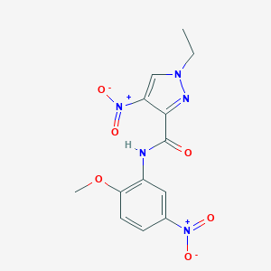molecular formula C13H13N5O6 B450955 1-ethyl-4-nitro-N-{5-nitro-2-methoxyphenyl}-1H-pyrazole-3-carboxamide 