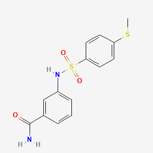 molecular formula C14H14N2O3S2 B4509685 3-({[4-(methylthio)phenyl]sulfonyl}amino)benzamide 