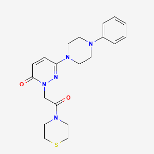 molecular formula C20H25N5O2S B4509715 2-[2-oxo-2-(4-thiomorpholinyl)ethyl]-6-(4-phenyl-1-piperazinyl)-3(2H)-pyridazinone 