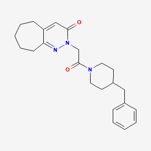 molecular formula C23H29N3O2 B4509723 2-[2-(4-benzyl-1-piperidinyl)-2-oxoethyl]-2,5,6,7,8,9-hexahydro-3H-cyclohepta[c]pyridazin-3-one 