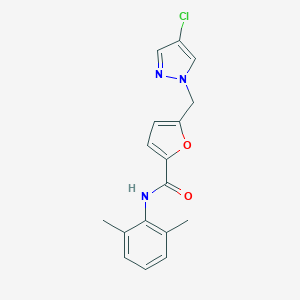 molecular formula C17H16ClN3O2 B450979 5-[(4-chloro-1H-pyrazol-1-yl)methyl]-N-(2,6-dimethylphenyl)-2-furamide 