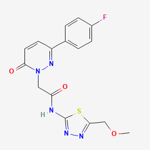 molecular formula C16H14FN5O3S B4509843 2-[3-(4-fluorophenyl)-6-oxo-1(6H)-pyridazinyl]-N-[5-(methoxymethyl)-1,3,4-thiadiazol-2-yl]acetamide 