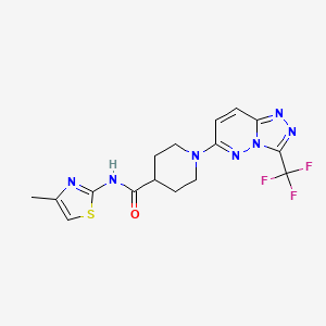 molecular formula C16H16F3N7OS B4509847 N-(4-methyl-1,3-thiazol-2-yl)-1-[3-(trifluoromethyl)[1,2,4]triazolo[4,3-b]pyridazin-6-yl]-4-piperidinecarboxamide 