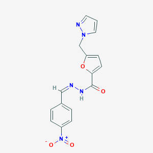 molecular formula C16H13N5O4 B450985 N'-{4-nitrobenzylidene}-5-(1H-pyrazol-1-ylmethyl)-2-furohydrazide 