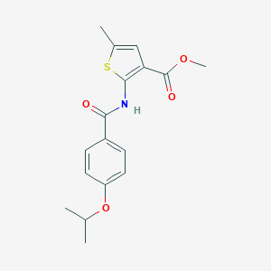 molecular formula C17H19NO4S B450987 Methyl 2-[(4-isopropoxybenzoyl)amino]-5-methyl-3-thiophenecarboxylate 