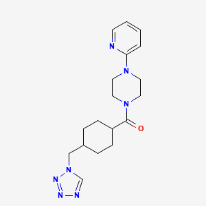 molecular formula C18H25N7O B4509874 1-(2-pyridinyl)-4-{[4-(1H-tetrazol-1-ylmethyl)cyclohexyl]carbonyl}piperazine 