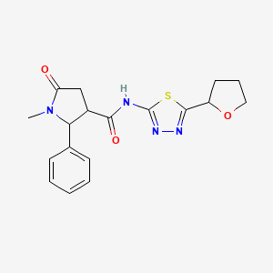 molecular formula C18H20N4O3S B4509881 1-methyl-5-oxo-2-phenyl-N-[5-(tetrahydro-2-furanyl)-1,3,4-thiadiazol-2-yl]-3-pyrrolidinecarboxamide 