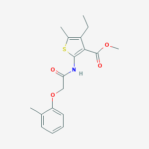 molecular formula C18H21NO4S B450990 Methyl 4-ethyl-5-methyl-2-{[(2-methylphenoxy)acetyl]amino}-3-thiophenecarboxylate 