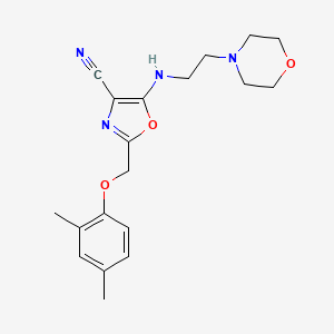 2-[(2,4-dimethylphenoxy)methyl]-5-{[2-(4-morpholinyl)ethyl]amino}-1,3-oxazole-4-carbonitrile