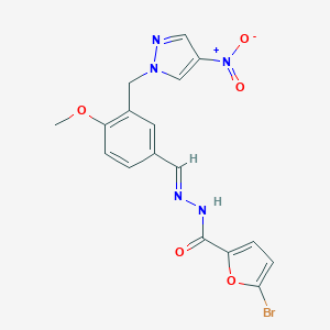 molecular formula C17H14BrN5O5 B450992 5-bromo-N'-[3-({4-nitro-1H-pyrazol-1-yl}methyl)-4-methoxybenzylidene]-2-furohydrazide 