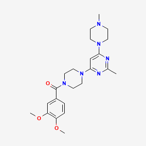 molecular formula C23H32N6O3 B4509937 4-[4-(3,4-dimethoxybenzoyl)-1-piperazinyl]-2-methyl-6-(4-methyl-1-piperazinyl)pyrimidine 