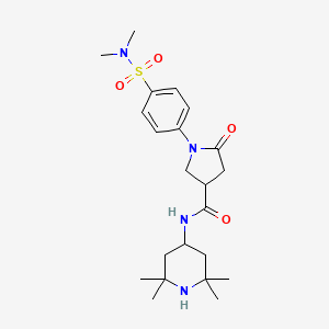 molecular formula C22H34N4O4S B4509944 1-{4-[(dimethylamino)sulfonyl]phenyl}-5-oxo-N-(2,2,6,6-tetramethyl-4-piperidinyl)-3-pyrrolidinecarboxamide 