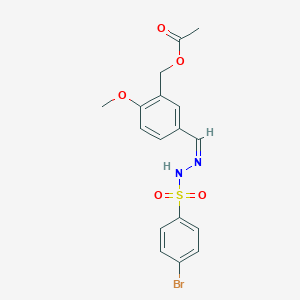 molecular formula C17H17BrN2O5S B450995 5-[(Z)-{2-[(4-bromophenyl)sulfonyl]hydrazinylidene}methyl]-2-methoxybenzyl acetate 