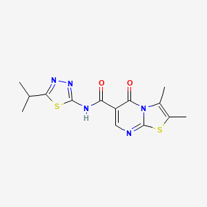molecular formula C14H15N5O2S2 B4509960 N-(5-isopropyl-1,3,4-thiadiazol-2-yl)-2,3-dimethyl-5-oxo-5H-[1,3]thiazolo[3,2-a]pyrimidine-6-carboxamide 