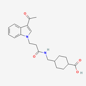 4-({[3-(3-acetyl-1H-indol-1-yl)propanoyl]amino}methyl)cyclohexanecarboxylic acid