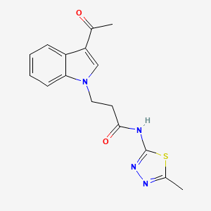 molecular formula C16H16N4O2S B4510005 3-(3-acetyl-1H-indol-1-yl)-N-(5-methyl-1,3,4-thiadiazol-2-yl)propanamide 