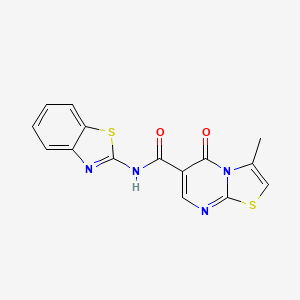 molecular formula C15H10N4O2S2 B4510023 N-1,3-benzothiazol-2-yl-3-methyl-5-oxo-5H-[1,3]thiazolo[3,2-a]pyrimidine-6-carboxamide 