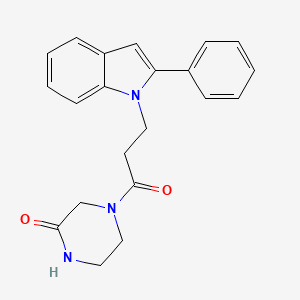 molecular formula C21H21N3O2 B4510031 4-[3-(2-phenyl-1H-indol-1-yl)propanoyl]-2-piperazinone 