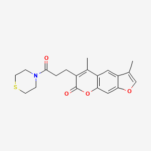 molecular formula C20H21NO4S B4510064 3,5-dimethyl-6-[3-oxo-3-(4-thiomorpholinyl)propyl]-7H-furo[3,2-g]chromen-7-one 