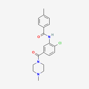 molecular formula C20H22ClN3O2 B4510079 N-{2-chloro-5-[(4-methyl-1-piperazinyl)carbonyl]phenyl}-4-methylbenzamide 