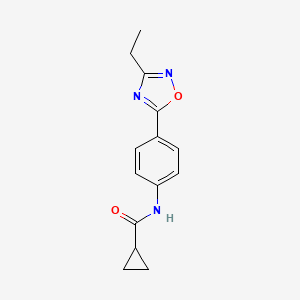 molecular formula C14H15N3O2 B4510096 N-[4-(3-ethyl-1,2,4-oxadiazol-5-yl)phenyl]cyclopropanecarboxamide 