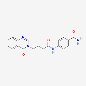 molecular formula C19H18N4O3 B4510110 4-{[4-(4-oxo-3(4H)-quinazolinyl)butanoyl]amino}benzamide 