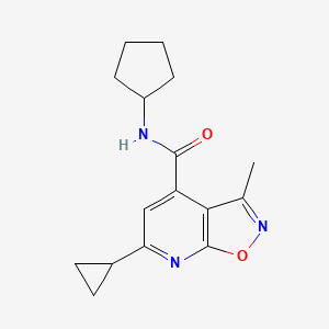 molecular formula C16H19N3O2 B4510113 N-cyclopentyl-6-cyclopropyl-3-methylisoxazolo[5,4-b]pyridine-4-carboxamide 