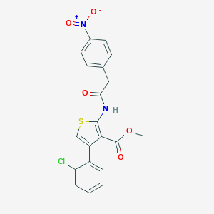 molecular formula C20H15ClN2O5S B451014 Methyl 4-(2-chlorophenyl)-2-[({4-nitrophenyl}acetyl)amino]thiophene-3-carboxylate 