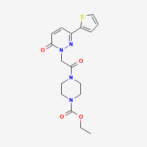 molecular formula C17H20N4O4S B4510147 ethyl 4-{[6-oxo-3-(2-thienyl)-1(6H)-pyridazinyl]acetyl}-1-piperazinecarboxylate 