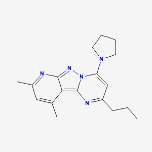 molecular formula C18H23N5 B4510153 8,10-dimethyl-2-propyl-4-(1-pyrrolidinyl)pyrido[2',3':3,4]pyrazolo[1,5-a]pyrimidine 