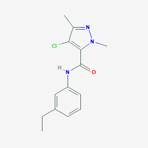 molecular formula C14H16ClN3O B451018 4-chloro-N-(3-ethylphenyl)-1,3-dimethyl-1H-pyrazole-5-carboxamide 
